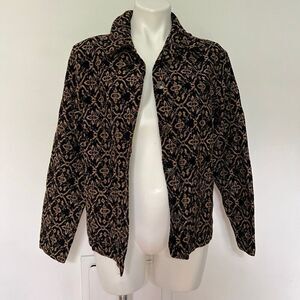 Field Gear black and gold tapestry coat Y2K